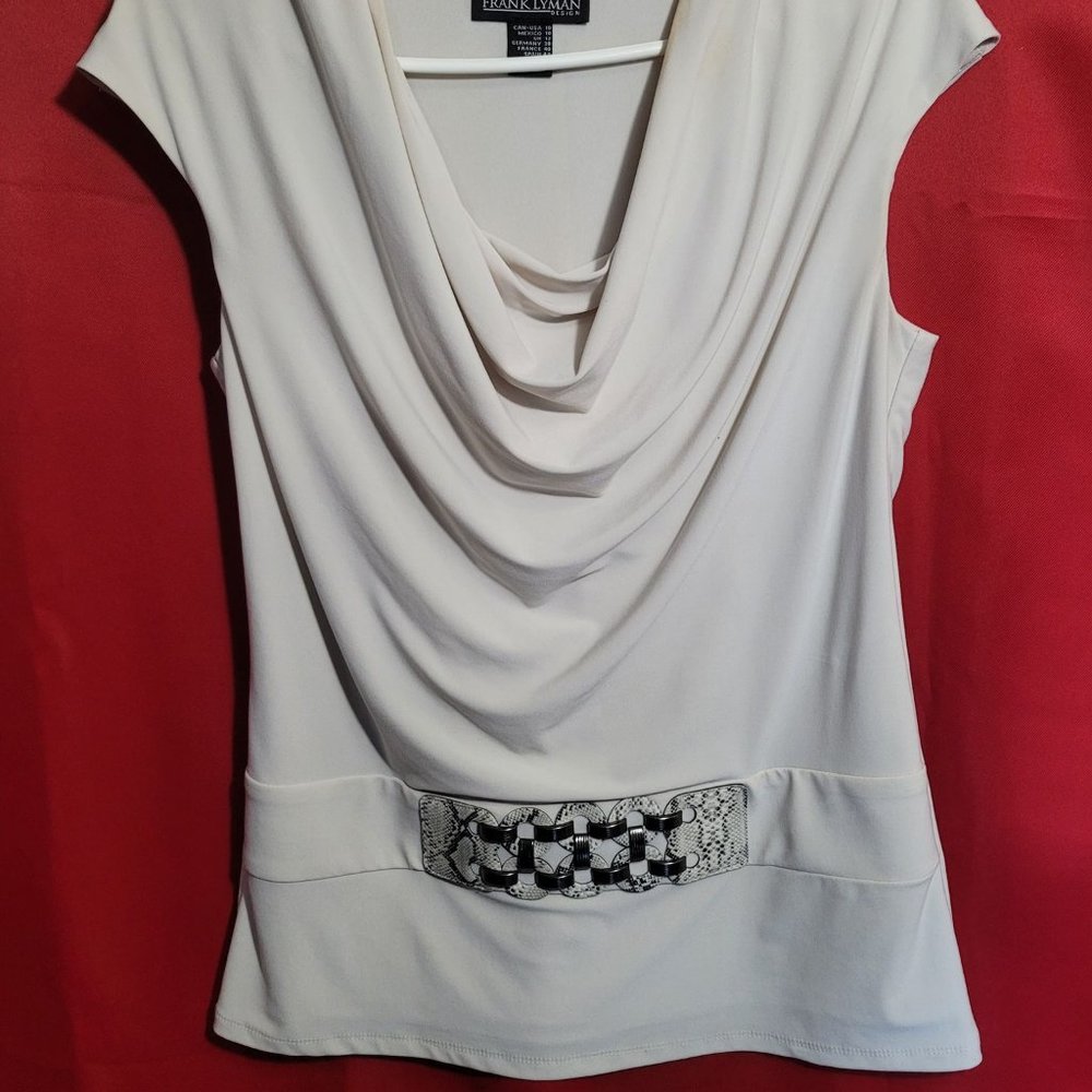 Frank Lyman faux snakeskin belted top